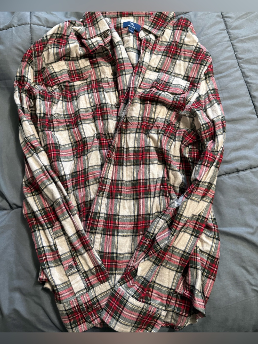 Men’s George Red and Cream Plaid Flannel button up